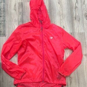 New Balance Bright Red pink  Windbreaker nylon jacket size medium